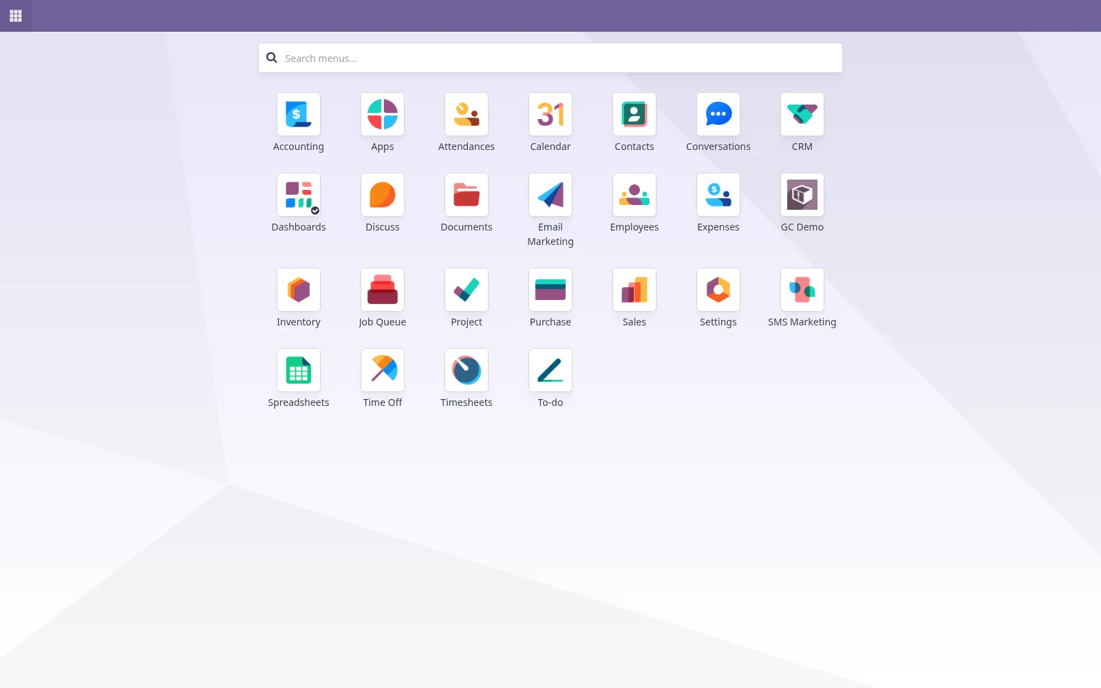 Capability map showing business apps connected in one managed system